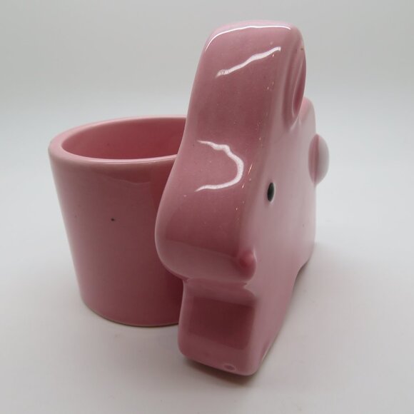 Ceramic Pink Bunny Rabbit Cotton Tail Planter Vase Tiny Small Size Garden Charm - Picture 4 of 10